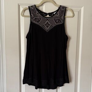 Black Embroidered Sleeveless Top